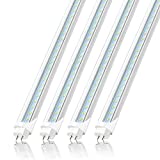 JESLED T8 4FT LED Tube Light Bulbs, 24W 5000K Daylight White, 3000LM, 4 Foot T12 LED Replacement for Flourescent Tubes, Ballast Bypass, Dual-end Powered, Clear, Garage Warehouse Shop Lights (4-Pack)
