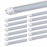 Kihung 4FT LED Tube Light Bulbs T8 T12, 24W 6000K Daylight White 3120LM, 4 Foot T12 LED Replacement for Flourescent Light, Garage Shop Light Tube, Ballast Bypass, Dual-end Powered, Clear Lens, 12-Pack