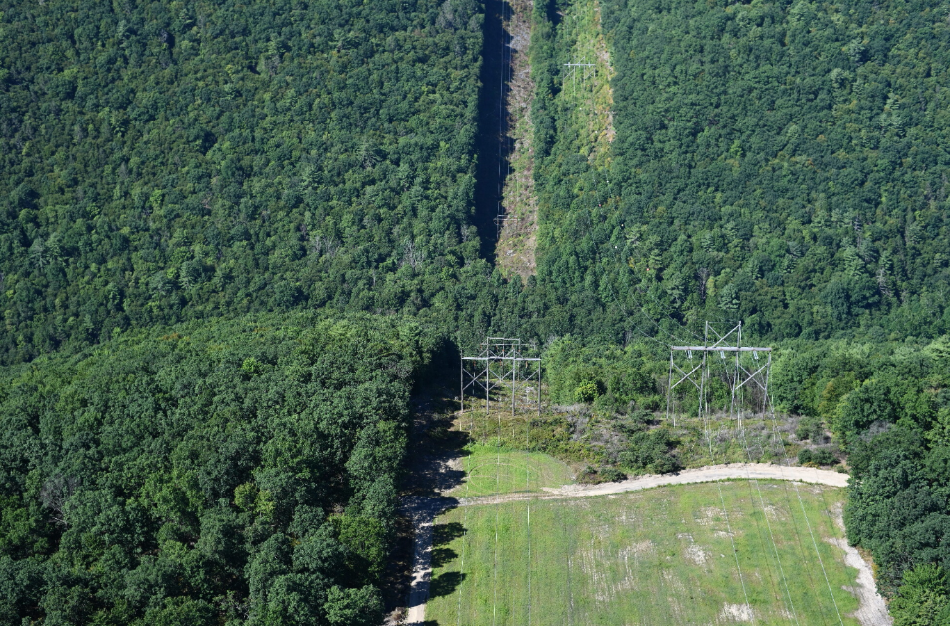 FirstEnergy’s wild terrain in northern Pennsylvania with the 230 kV corridor shown on the left.